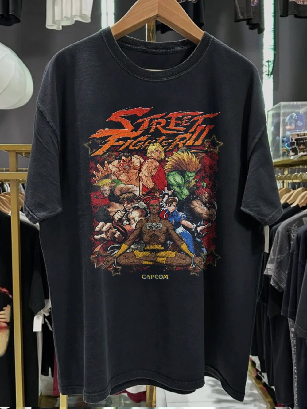 Vintage Street Fighter II Washed Black T-Shirt